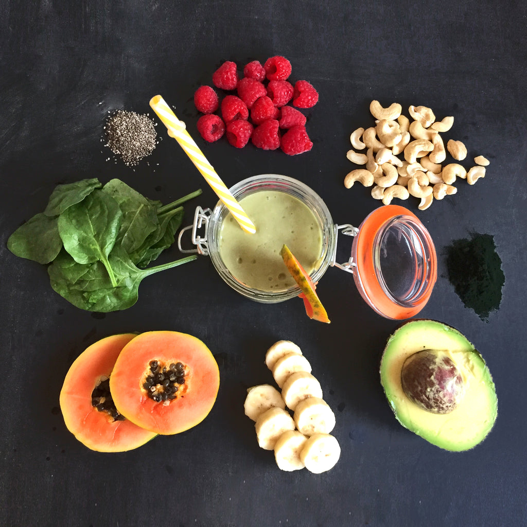 Brain bleed coconut kefir smoothie with ingredients